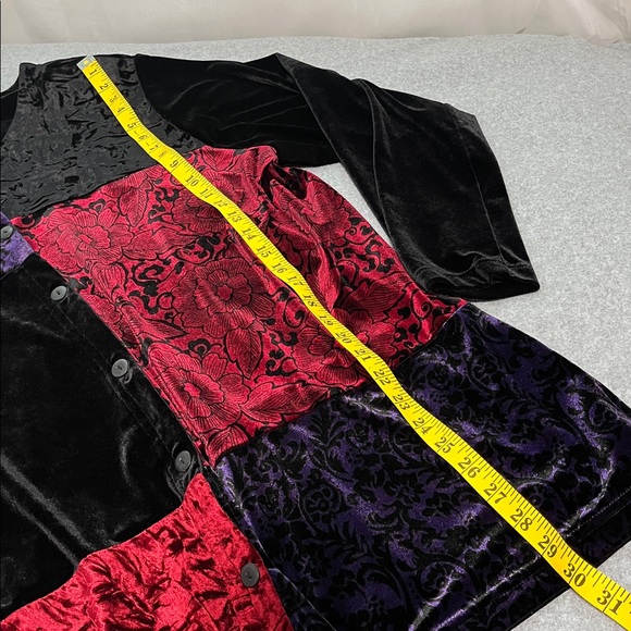 Bechamel Black Velvet Button Top Light Jacket 1X Patchwork Whimsigoth Moody - Picture 3 of 9